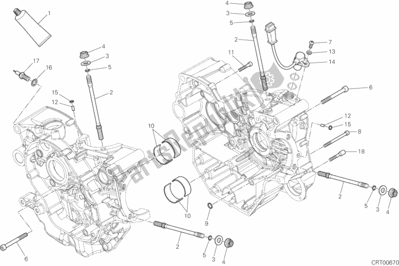 Alle onderdelen voor de 10a - Paar Halve Carters van de Ducati Monster 821 USA 2016